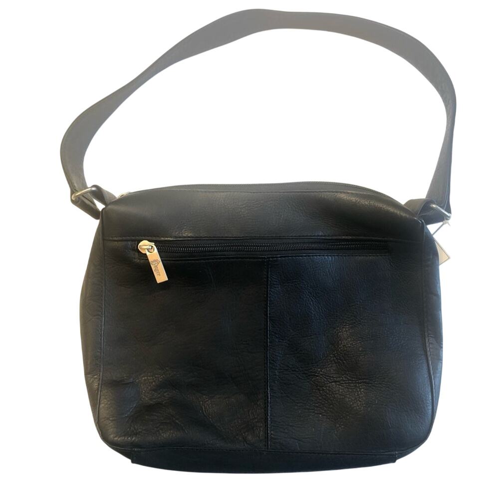 ROYCE New York Black Leather Shoulder Bag, Silver Hardware, NWT!